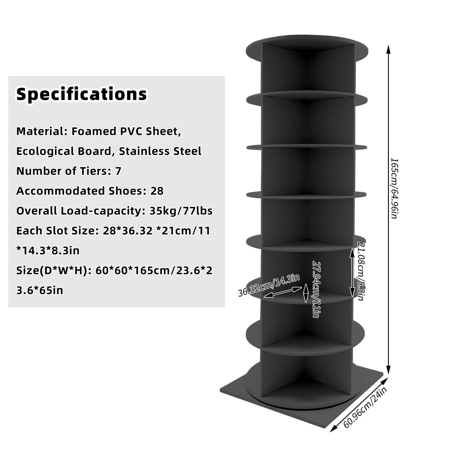 Amazon｜MEIWAIZX 7段回転シューズラック タワー 自立式 回転靴